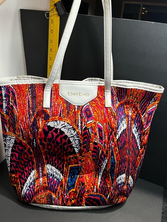 bebe Handbags - bebe Multicolor Printed Tote with White Trim